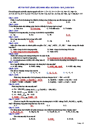 Đề thi thử THPT Quốc gia môn Hóa học lần 2 - Năm học 2018-2019 - Sở giáo dục và đào tạo Bắc Ninh